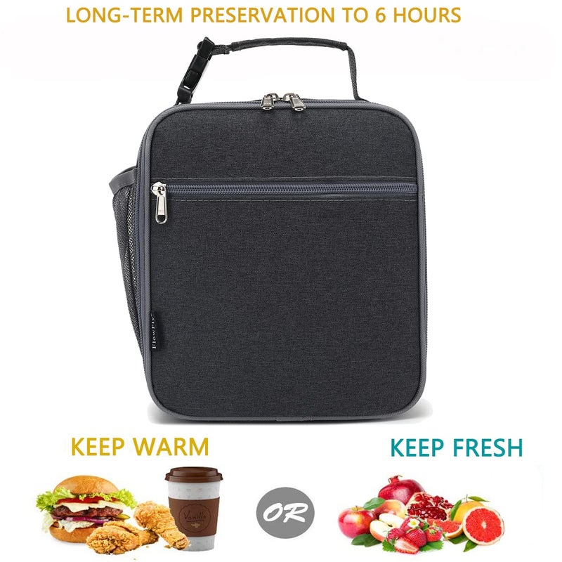 FlowFly Kids Lunch box Insulated Soft Bag Mini Cooler Back to School Thermal Meal Tote Kit for Girls, Boys, Dark - Image 5
